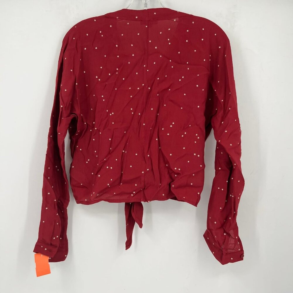 Rails Red Star Print Long Sleeve Button-Up Blouse… - image 2